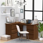 Bureau d'angle Chêne marron 145x100x76 cm Bois d'ingénierie The Living Store Brun