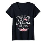 Womens First Time Abuela 2025 Mother's Day Soon To Be Mom Pregnancy V-Neck T-Shirt