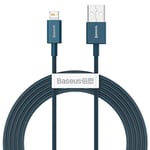 Superior USB till IPhone Lightning Kabel 2.4A 2m - Blå