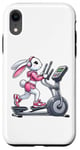 Coque pour iPhone XR Lapin de Pâques sur vélo elliptique Gym Fitness Workout