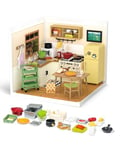 Rolife Miniature Maison de Poupée Super World Maquettes avec Meubles et Accessoires Maison de Poupée de Noël pour Filles Kits d'Artisanat pour Adultes (Happy Meals Kitchen)