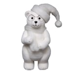 Figurine ours lunette H38 cm  Blanc