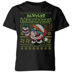 Dexter's Lab Pattern Kids' Christmas T-Shirt - Black - 7-8 Years - Black