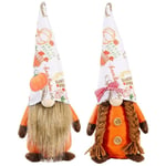 2 st Gnome-serie Thanksgiving Day Harvest Festival Tomte Nisse Svensk Elf Farmhouse Kök Hylla Tiered Bricka Dekoration