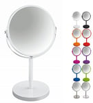 Spirella Miroir de maquillage à poser Miroir de beauté Miroir cosmétiques double face Miroir de courtoisie pivotant „Sydney“ grossissement x2 – Blanc