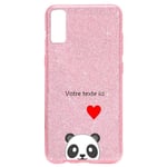 Coque Iphone XR paillettes rose panda emojii personnalisee