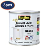 Rustins Paint Gloss White Wood Metal Quick Dry Interior Exterior 250ml 3Pcs