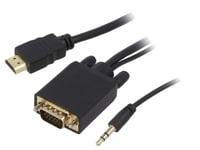 Adaptateur HDMI 1.4 prise male D-Sub 15pin HD prise male Jack 3.5mm prise male Full HD 1.8m - noir