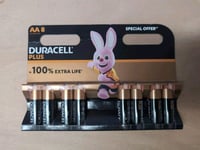 (ZZ) Duracell Plus AA Battery Pack, +100% Extra Life, 8pk, New