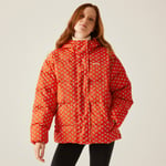 Regatta Water-repellent Women's Red and White Quilted Orla Kiely Oversized Jacket, Size: 12