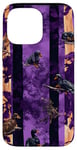 Coque pour iPhone 14 Pro Max Chasseurs de canards rayés pop art violet avec forêt de chiens