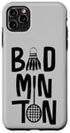 Coque pour iPhone 11 Pro Max Cool Badminton Minimal Art, volant de badminton et raquette