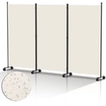 Paravent Séparation Pliable avec roulettes Cadre en Métal Idéal pour Salon Bureau Hôpital 3 Panneaux Beige 263x181 cm - Tolletour