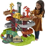 Thomas & Friends Multi-Level Track Set Trains & Cranes Super Tower with Thomas & Percy Engines plus Harold for Preschool Kids Ages 3+ Years, GXH09