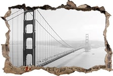pixxp Rint 3D WD 2238 _ 62 x 42 Golden Gate Bridge Black and White percée 3D Sticker Mural Mural en Vinyle Noir/Blanc 62 x 42 x 0,02 cm