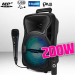 Enceinte à LED SONO DJ Karaoke autonome Mobile sur Batterie 8" - 200W - USB/Bluetooth/SD/PC + Micro + Télécommande