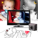 Baby Car Mirror, 5''HD Car Mirror Display, Infant Rear View Facing Safety Car Back Seat Mirror, Extra Strong Night Vision Wide View HD Camera Aimed at Baby-Easier to Observe The Baby's Every Move