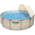 Kit Piscine hors sol tubulaire BESTWAY Power Steel 396 x 107 cm Ronde (pompe de filtration, échelle, couverture, bâche 4 saisons)