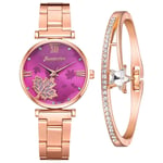 JZDH Women Montres Montres pour Femmes élégantes pour Femmes Mode Mode Montre Maple Feuilles Cadran Dial INOX Quartz Montre-Bracelet Montres Décoratives Décoratives pour Femmes (Color : Hot Pink)