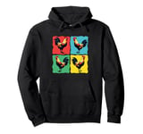 Colorful Funny Chicken Art, Crazy Chicken Rooster Family Pullover Hoodie