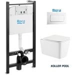 Grohe - pack réservoir encastrable roca Bati-Support et plaque blanc brillant avec wc suspendu tendance vortex tornado 3 système de koller pool