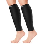 CAMBIVO Manchon Compression Mollet 2 Paires, Bas de Contention Femme Homme, Chaussettes de Contention sans Pied, pour Circulation Sanguine Jambes, Varicose Vein, Sport Course a Pied Vélo Voyage Avion