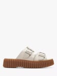 Clarks Torhill Leather Buckle Sliders