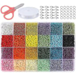 Glaspärlor 24 färger Små pärlor Kit Armband Pärlor för smyckestillverkning 2MM 20000Pcs