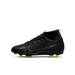 Nike Jr. Mercurial Superfly 9 Club FG/MG Little/Big Kids' Multi-Ground Soccer Cleats, Black/DK Smoke Grey-Summit White-Volt, 33.5 EU