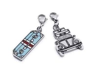 VW Necklace Charms with Swarovski Crystals Suitcase Set of Two GENUINE BEETLE