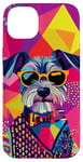 Coque pour iPhone 14 Plus Figurine schnauzer miniature tendance et colorée Pop Art