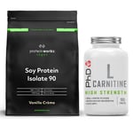 Soy Protein Powder Isolate 90 Vanilla Crème 1KG + PHD L-Carnitine Caps DATE 2/23