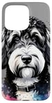 iPhone 15 Pro Max Black White Labradoodle Dog Watercolor Artwork Case