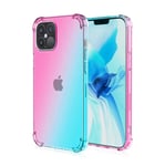 TOPOFU for iPhone 12 Pro/Max Case, Crystal Clear Anti Smudge Shockproof Soft TPU Silicone Reinforced Corners Protective Cover Case for iPhone 12 Pro/Max (Pink Green)