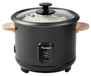 Bestron Cuiseur à riz avec poignées en bois, pour 8 à 10 personnes, avec tasse à mesurer et cuillère à riz, avec fonction chauffante, capacité de 1,8 l, 700 W, couleur : noir