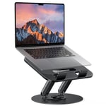 OMOTON Laptop Stand for desk, Durable Metal Base, 360° Swivel Stand, Foldable Ergonomic Laptop Computer Stand for Collaborative Work - Fits MacBook and Laptops up to 15 inches - Classic Black