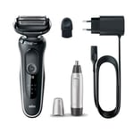 Rasoir sans fil BRAUN Shaver Series 5 51-W1000s noir avec utilisation sèche et humide, rasage de près avec 3 lames flexibles,