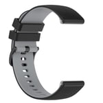 Klockarmband silikon Samsung Galaxy Watch 5/5 Pro/4 40 mm 44 mm/3 41 mm/Gear Support/ Huawei Watch GT3/GT2 42 mm/Garmin Svart+grå 20 mm