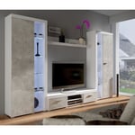 Azura Home Design - Ensemble meuble tv rumba xl 300 cm en plusieurs couleurs - Couleur: Blanc-Beton - Avec Buffet