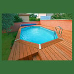 Piscine hors sol en bois octogonale liner bleu 3,55 x 4,90-H1,30 cm AZURA  