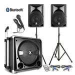 Vonyx VX800 Active PA Speaker System with Stands & Mic Bluetooth Mobile DJ Set