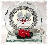 40th Ruby Wedding Anniversary Gift Personalised, Cut Glass Round Plaque