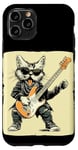 Coque pour iPhone 11 Pro Guitare à bascule Chat pour guitare électrique Amoureux des animaux