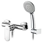 GRIFEMA BERLIN-G12004 Eco Shower Mixer Tap for Bathroom with 1.5 m Hose Pipe, ABS Shower Holder and Shower Head, 1/2 Inch Hose, Chrome