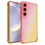 HZLFCZL Compatible avec Coque Galaxy S24 Aesthetic Mignon Color Art Gradient Clear Protection de lentille de caméra Slim Soft TPU Transparent Phone Case for Galaxy S24(Rose-Gold)