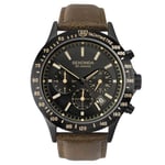 Sekonda Mens Watch Sports Dual Time Black Dial Tan Strap 1651 RRP £79.99