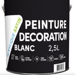 Peinture laque acrylique blanc satin travaux bâtiment 2.5L BATIR