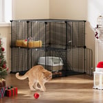 YITAHOME Cage pour Chat Extérieur/Interieur, Enclos pour Chat, Parc pour Chat à 2 Niveaux, Cage pour Chats avec Fil métallique Dense, Chenil en Métal pour Chats, Lapin, Petits Animaux, Noir