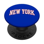 Retro New York Hommes NY Bleu Orange Femmes Vintage NY Blanc Tee PopSockets PopGrip Adhésif