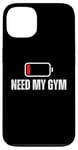 Coque pour iPhone 13 Batterie faible Need My Gym Funny Personal Trainer